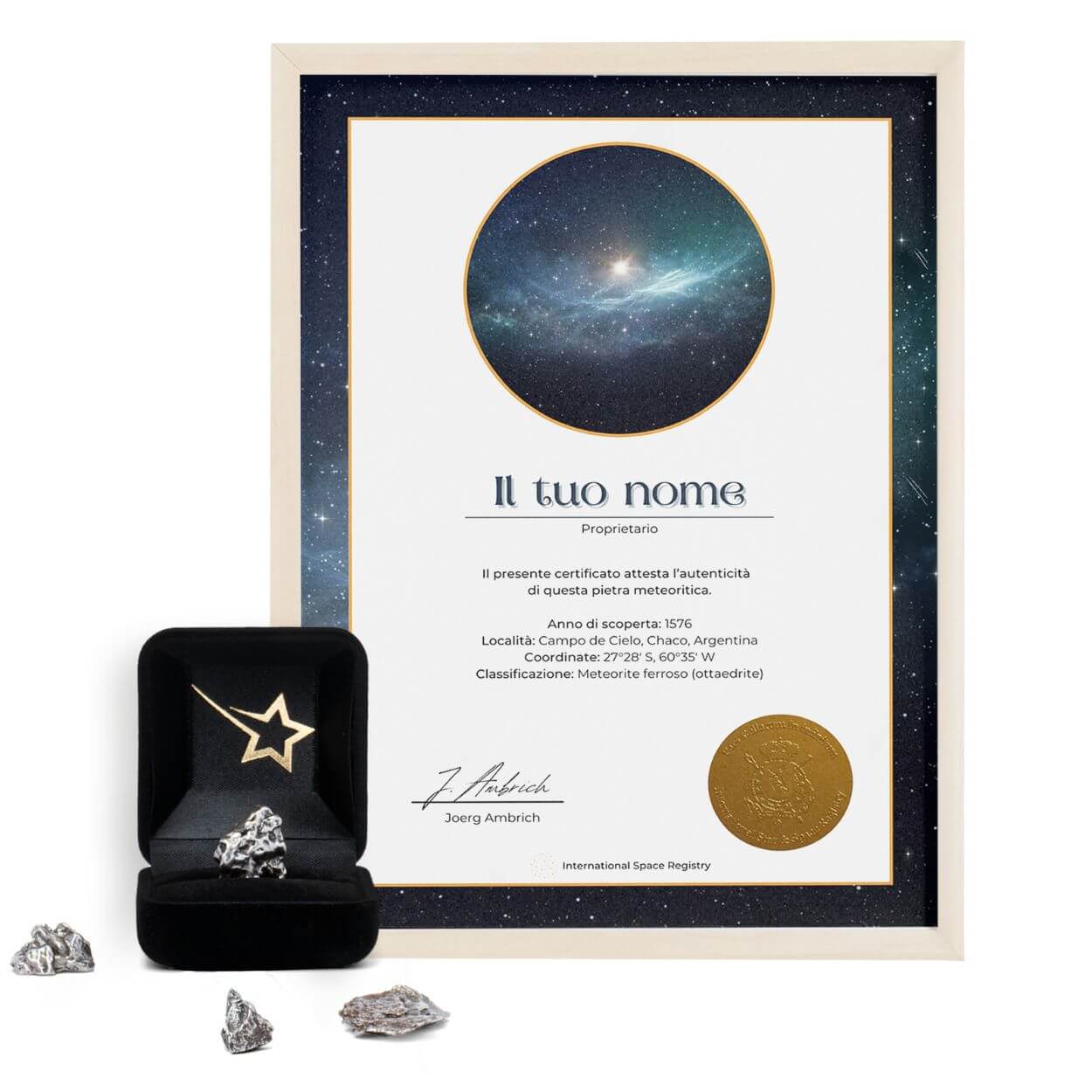 Meteorite Autentico con Certificato Personalizzato